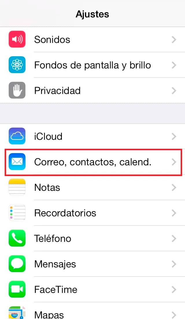 Iphone - Ajustes - Correo