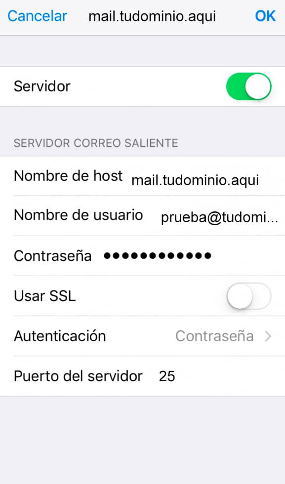 iphone - correo - configurar - smtp